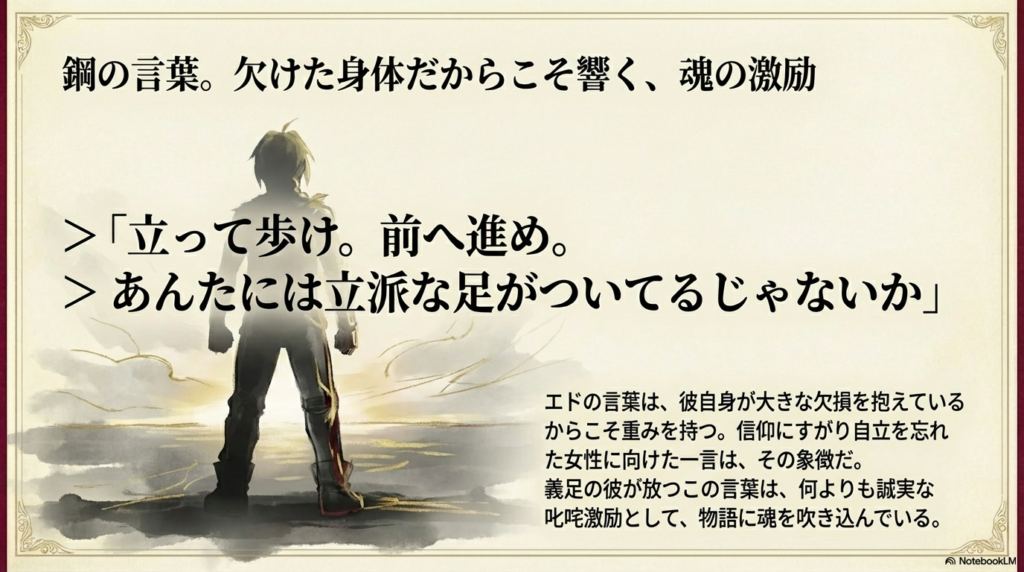 機械鎧の足を一歩踏み出し、前へ進もうとするエドワードの決意の言葉